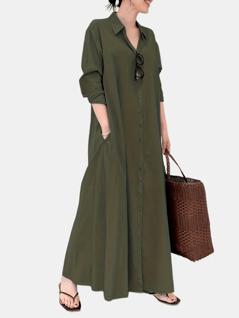 Maxi Dress - Shirt Blouse Silhouette & Smooth Drape