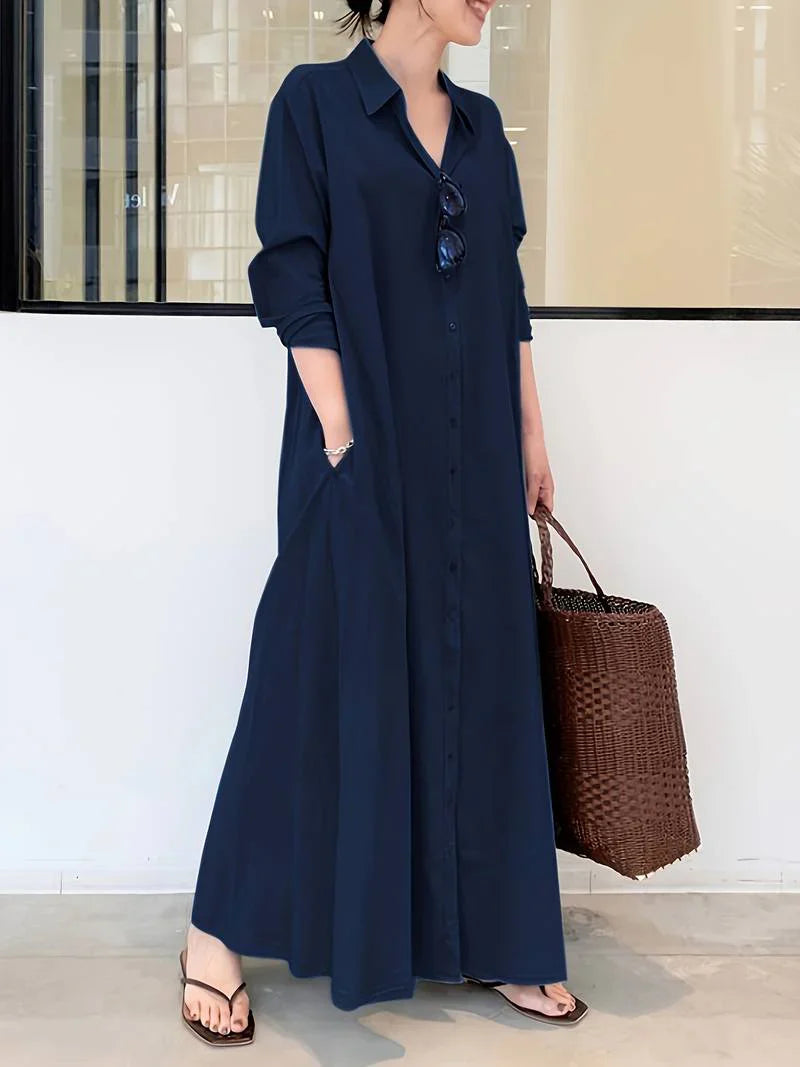 Maxi Dress - Shirt Blouse Silhouette & Smooth Drape