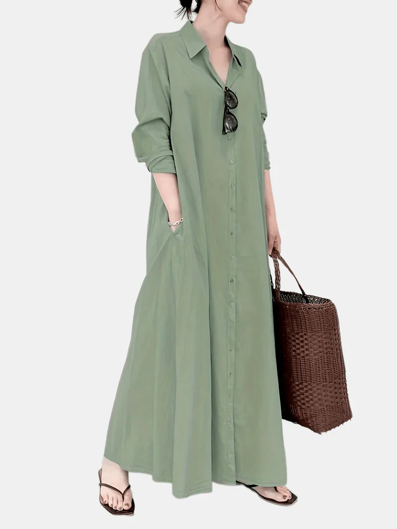 Maxi Dress - Shirt Blouse Silhouette & Smooth Drape