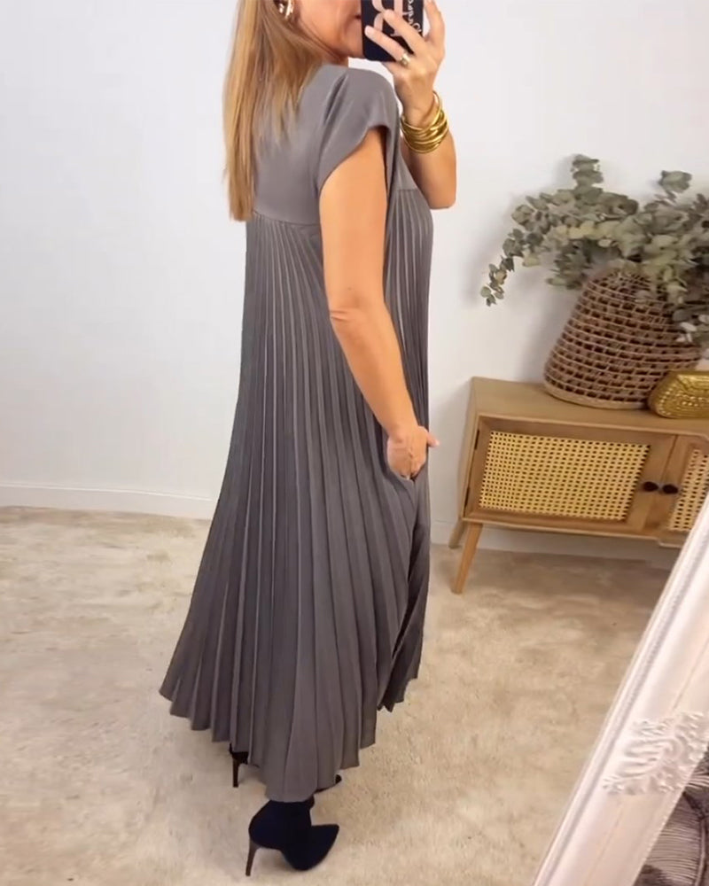 Maxi Dress - Stitched Pleats & Long Flowing Shape Fit