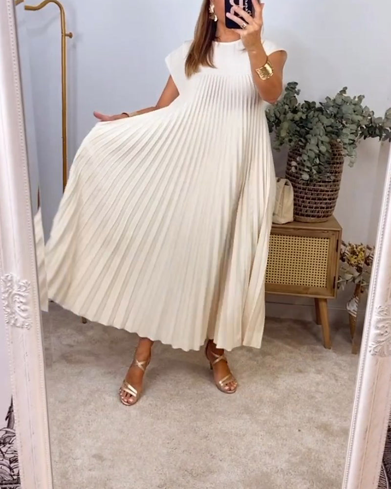 Maxi Dress - Stitched Pleats & Long Flowing Shape Fit