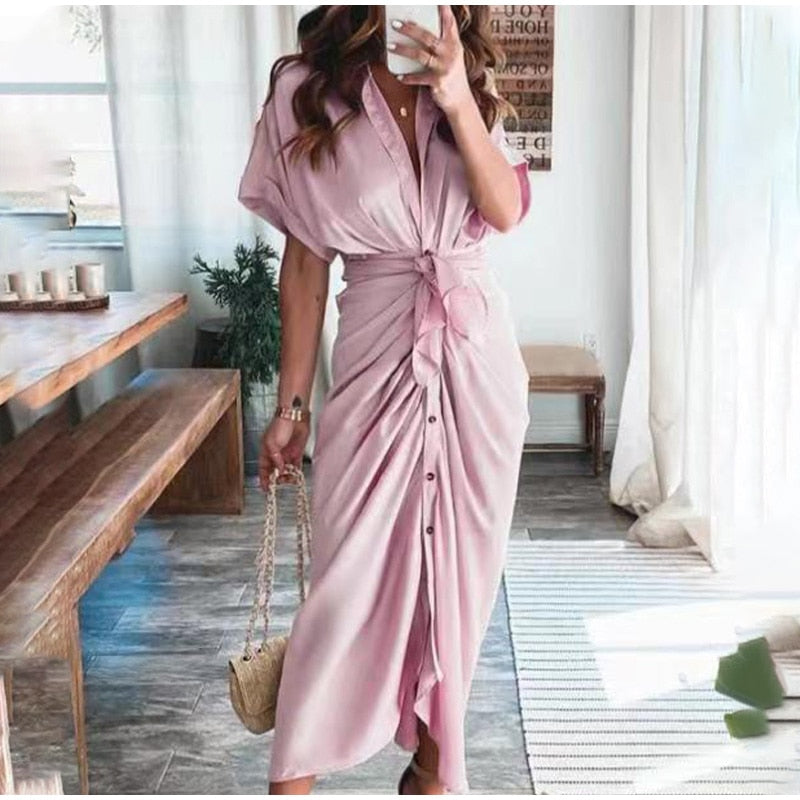 Maxi Wrap Dress - Lightweight Blend Wrap & Adjustable Fit