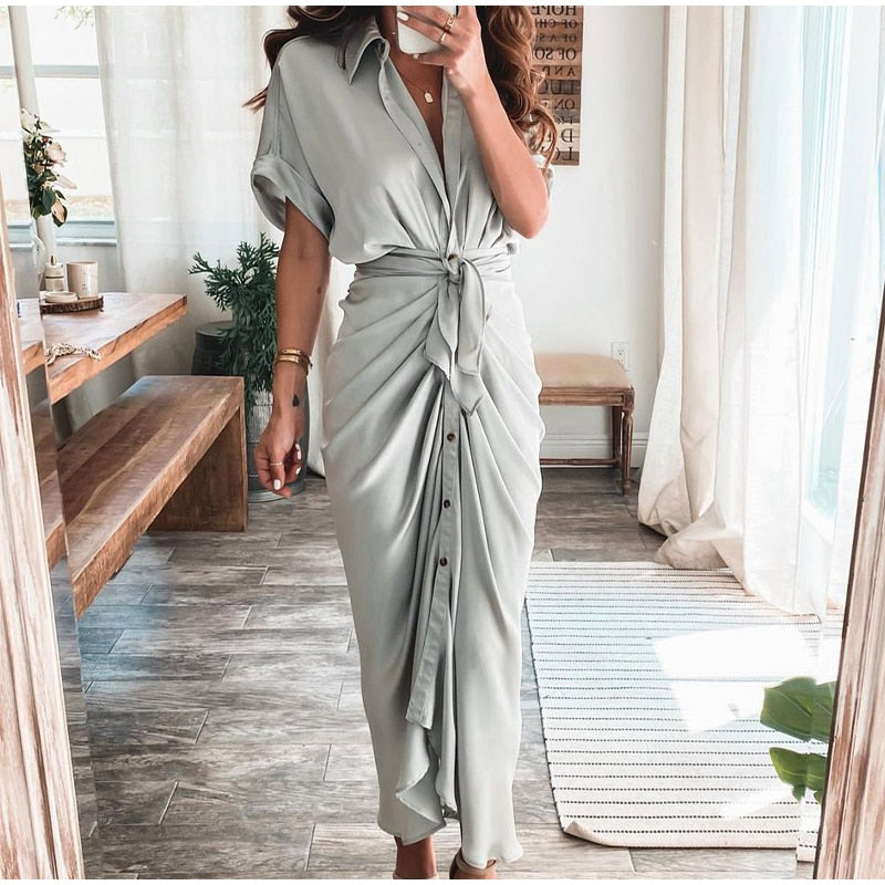 Maxi Wrap Dress - Lightweight Blend Wrap & Adjustable Fit