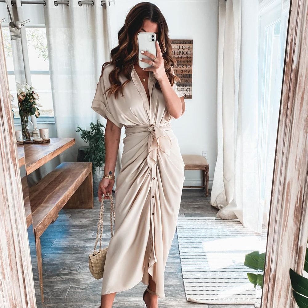 Maxi Wrap Dress - Lightweight Blend Wrap & Adjustable Fit