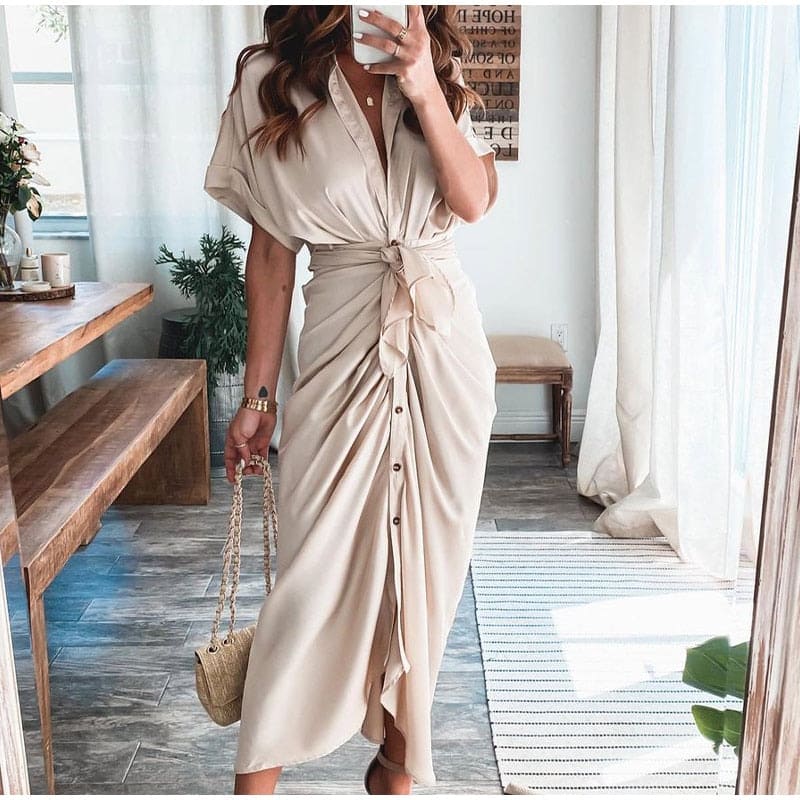 Maxi Wrap Dress - Lightweight Blend Wrap & Adjustable Fit