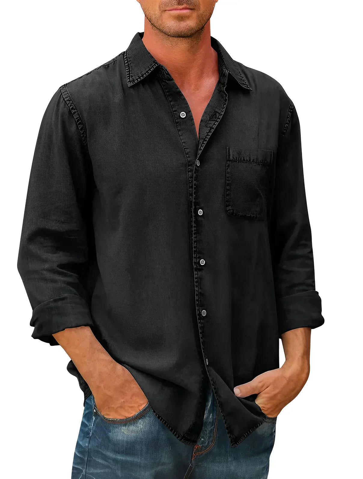 Men's Casual Button-Up Shirt for Versatile Style 0
