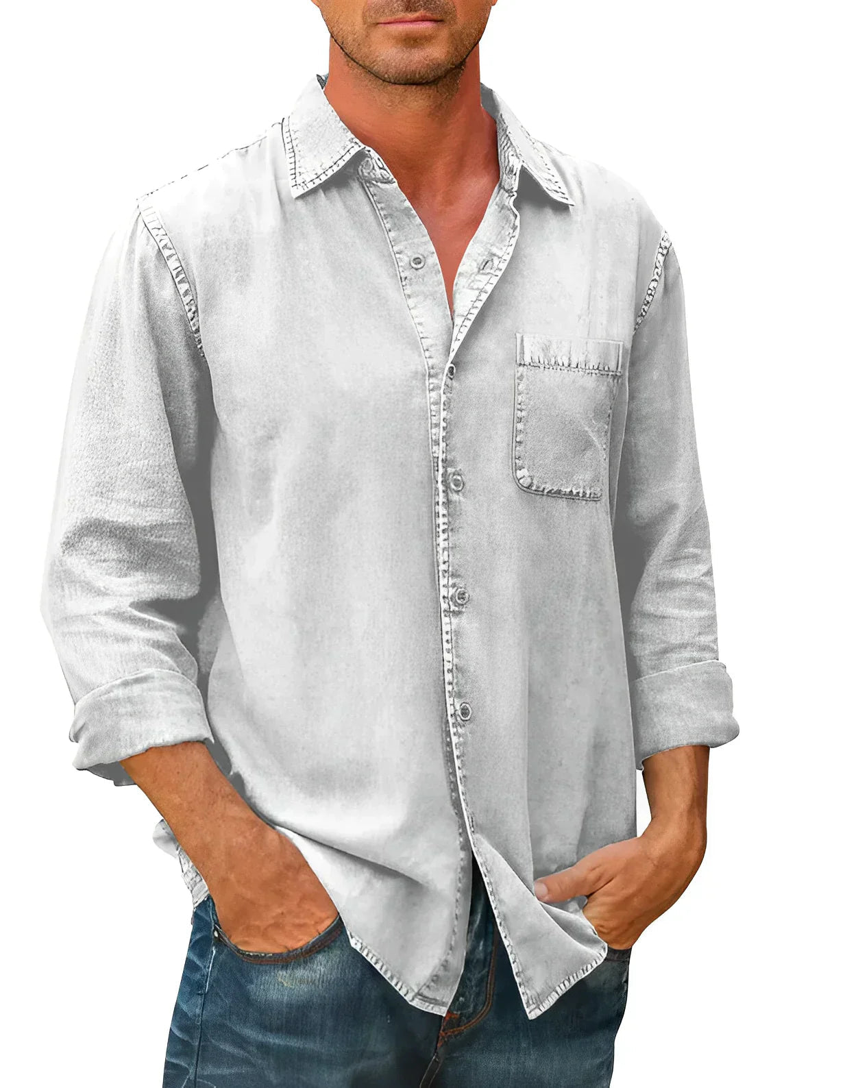 Men's Casual Button-Up Shirt for Versatile Style 1