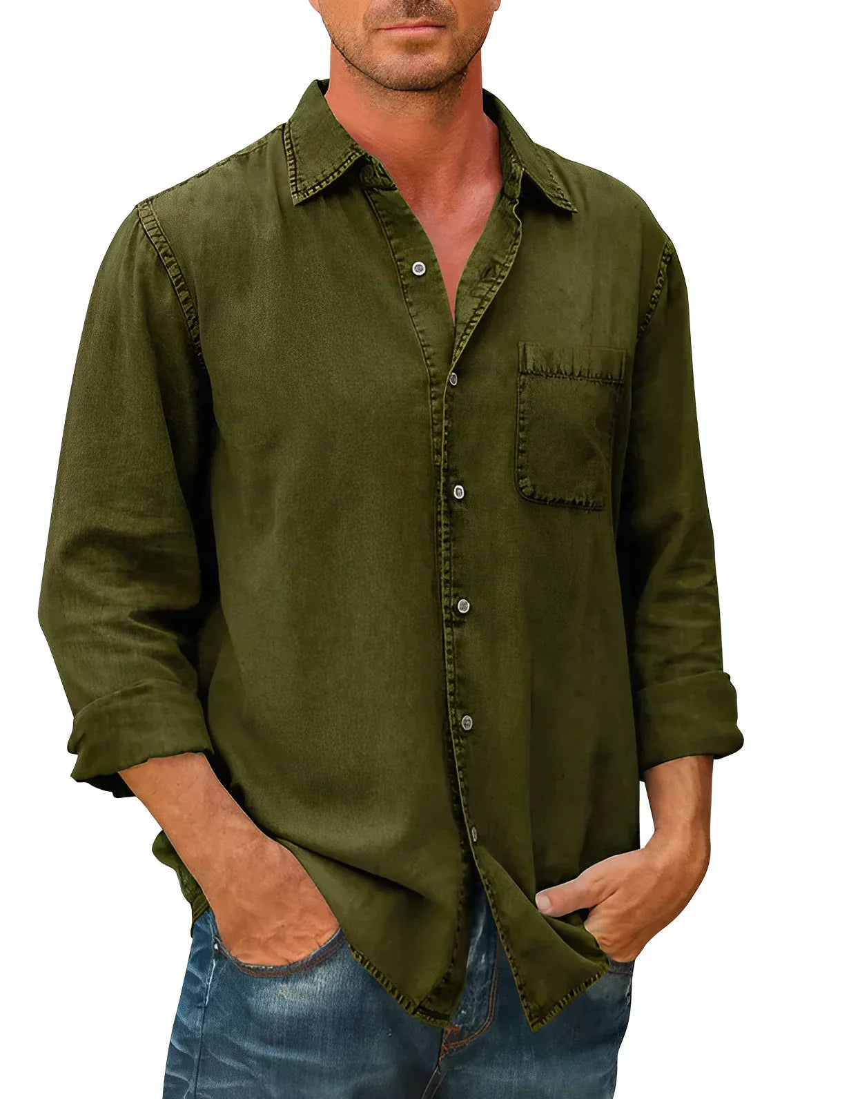 Men's Casual Button-Up Shirt for Versatile Style 3