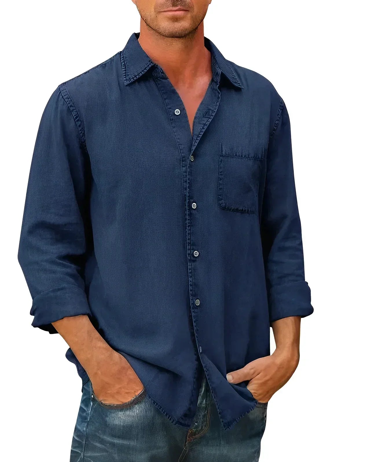 Men's Casual Button-Up Shirt for Versatile Style 5