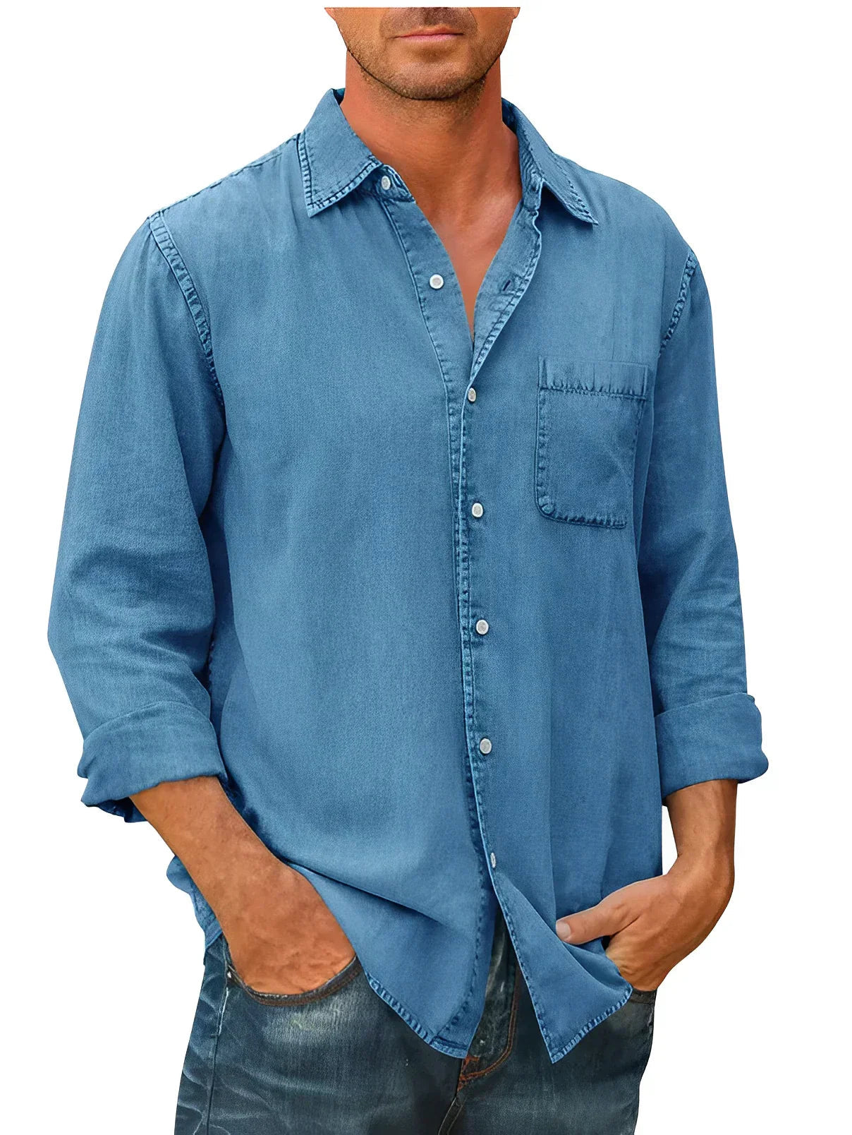 Men's Casual Button-Up Shirt for Versatile Style 6
