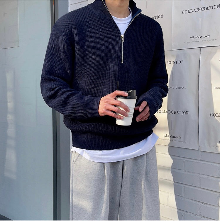 Men's Half Zip Sweater - Stylish Versatile Pullover 0