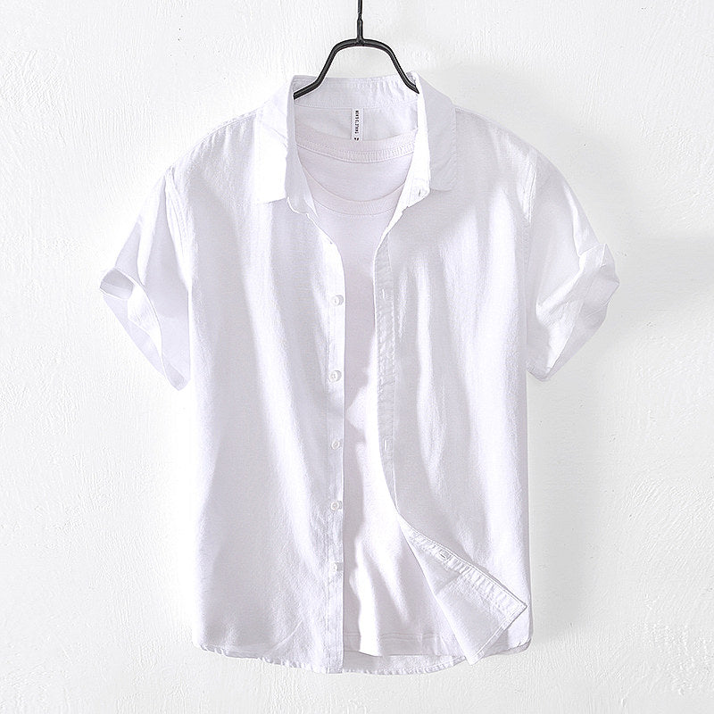 Men's Linen Casual Short Sleeve Shirt 0