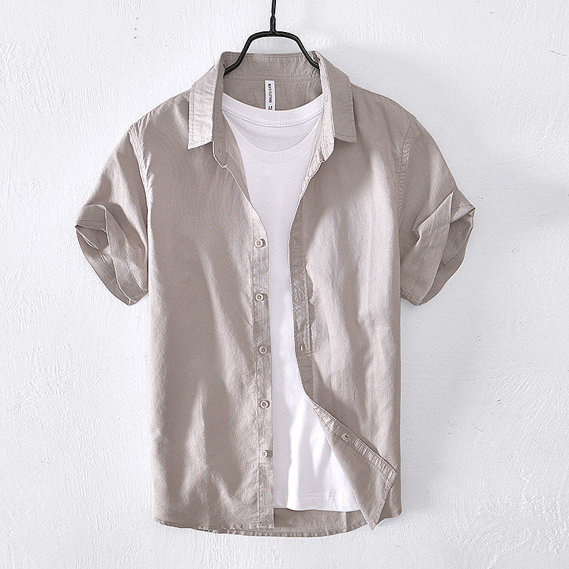 Men's Linen Casual Short Sleeve Shirt 10