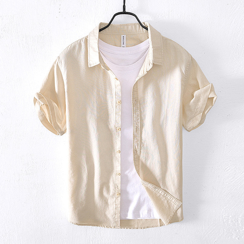 Men's Linen Casual Short Sleeve Shirt 12