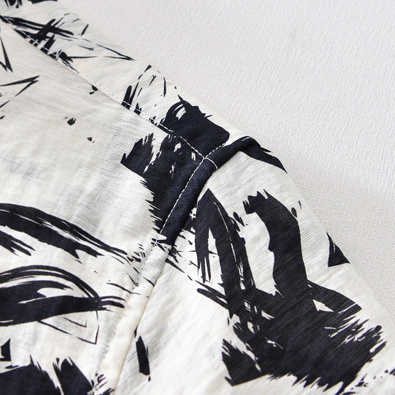 Men's Linen Printed Short-Sleeved Shirt 2