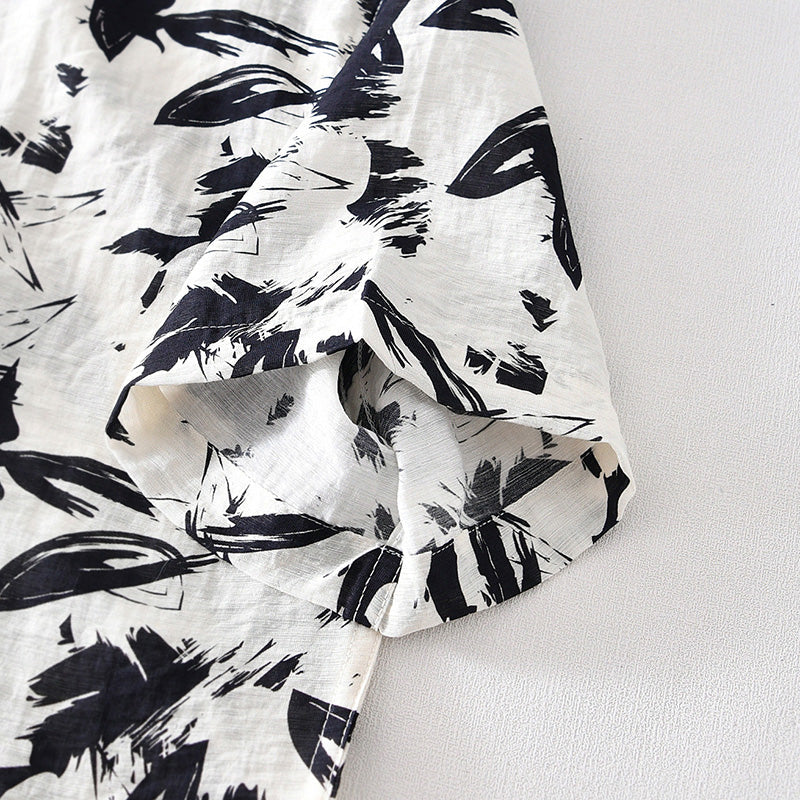 Men's Linen Printed Short-Sleeved Shirt 3