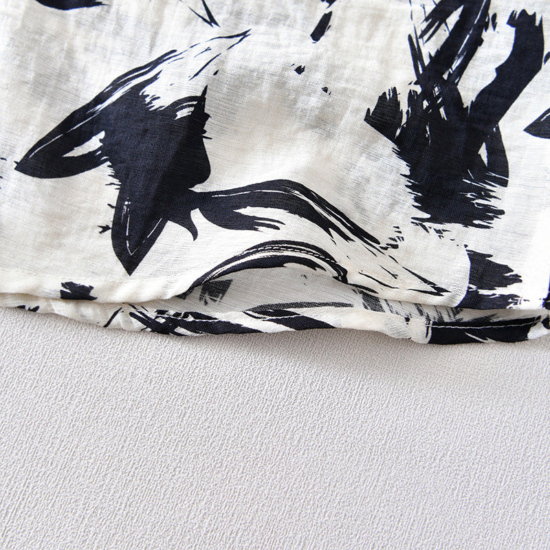 Men's Linen Printed Short-Sleeved Shirt 4