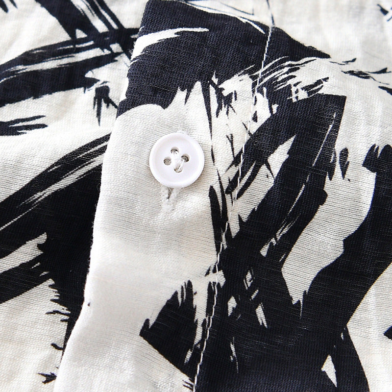 Men's Linen Printed Short-Sleeved Shirt 5
