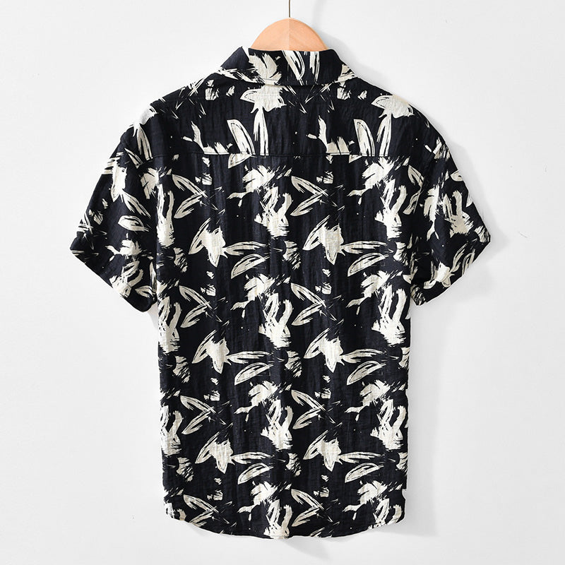 Men's Linen Printed Short-Sleeved Shirt 8