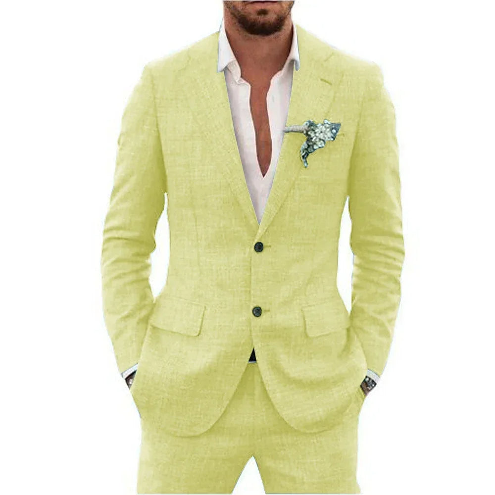 Men's Linen Slim Fit Suit for Weddings and Formal Events 4