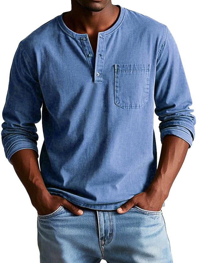 Men's Long Sleeve Henley Shirt 0