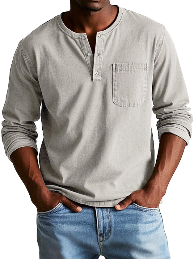 Men's Long Sleeve Henley Shirt 1