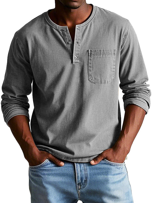 Men's Long Sleeve Henley Shirt 2