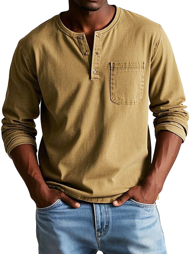 Men's Long Sleeve Henley Shirt 4
