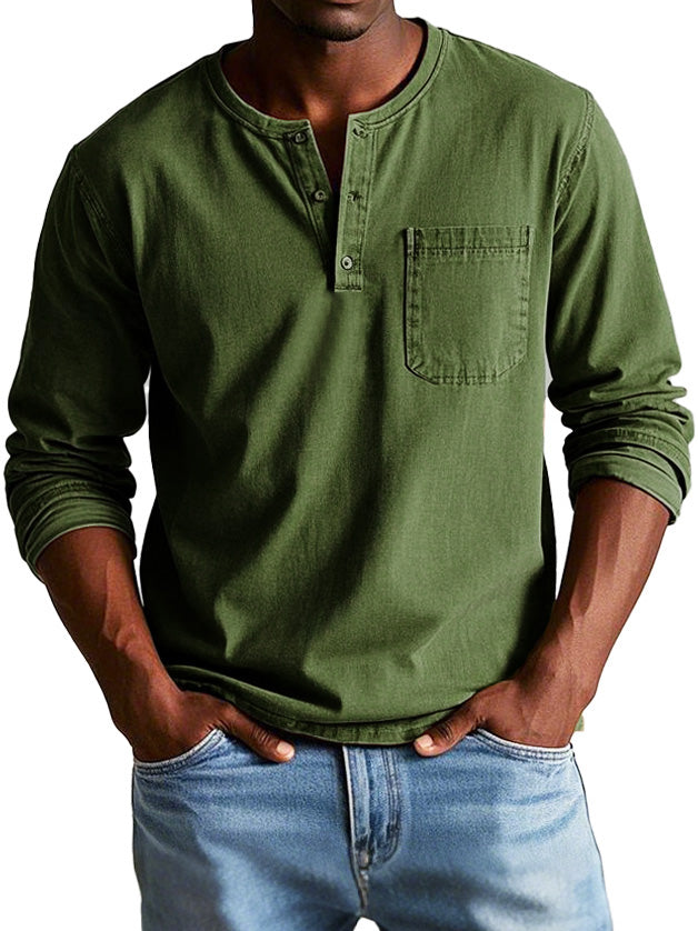 Men's Long Sleeve Henley Shirt 6