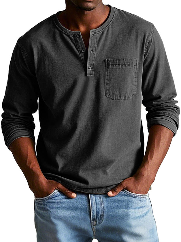 Men's Long Sleeve Henley Shirt 7