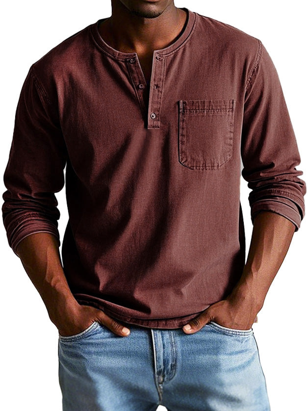 Men's Long Sleeve Henley Shirt 9
