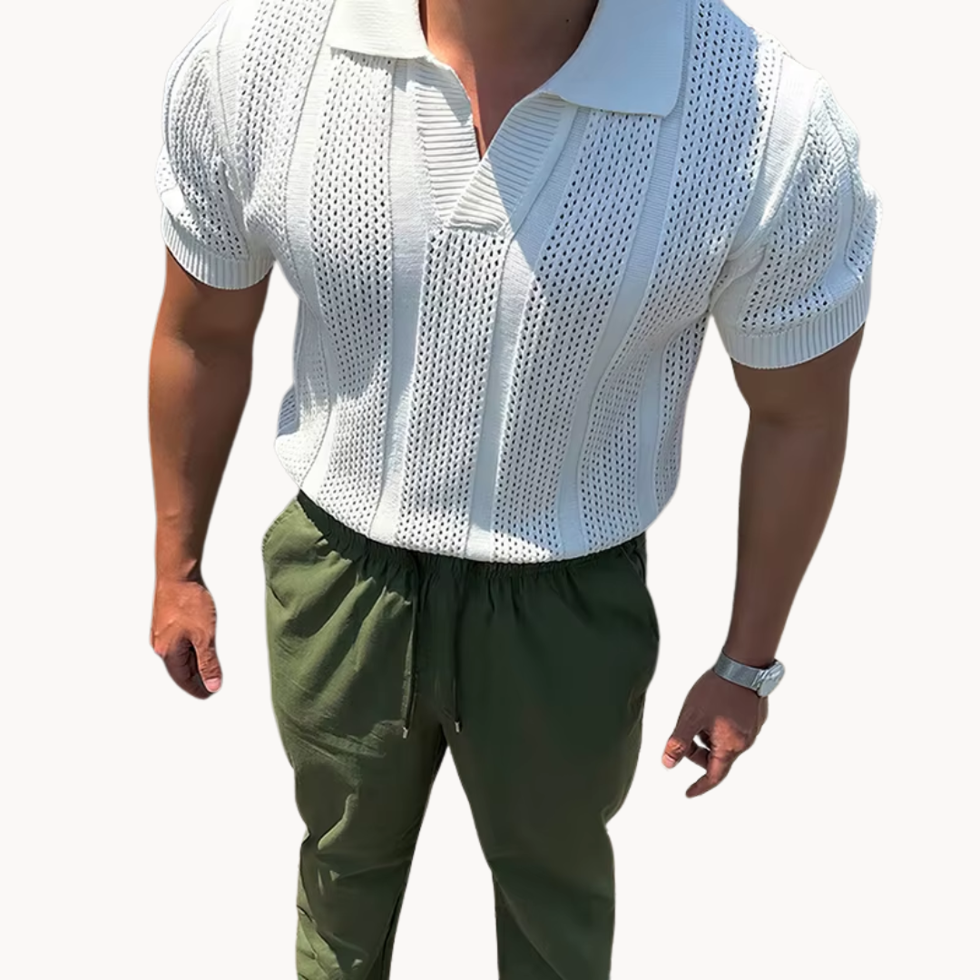 Men's Open Collar Mesh Shirt 7