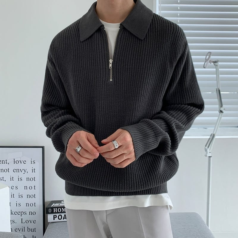 Men's Quarter Zip Sweater for Autumn and Winter Style 0
