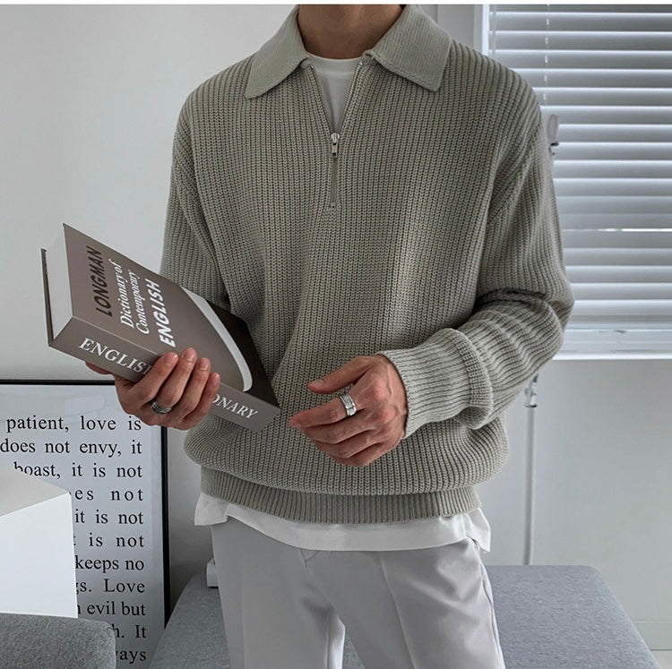 Men's Quarter Zip Sweater for Autumn and Winter Style 1