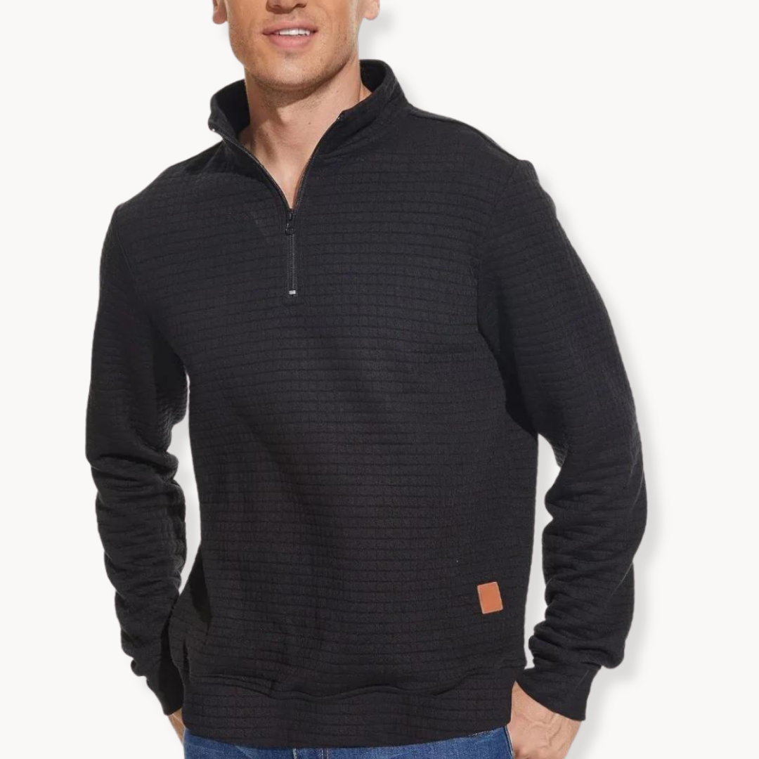 Men's Quarter Zip Sweater with Unique Pattern 1