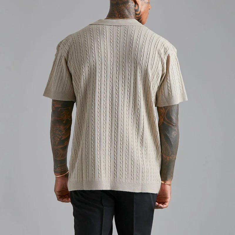 Men's Short Sleeve Knitted Button-Up Shirt 1