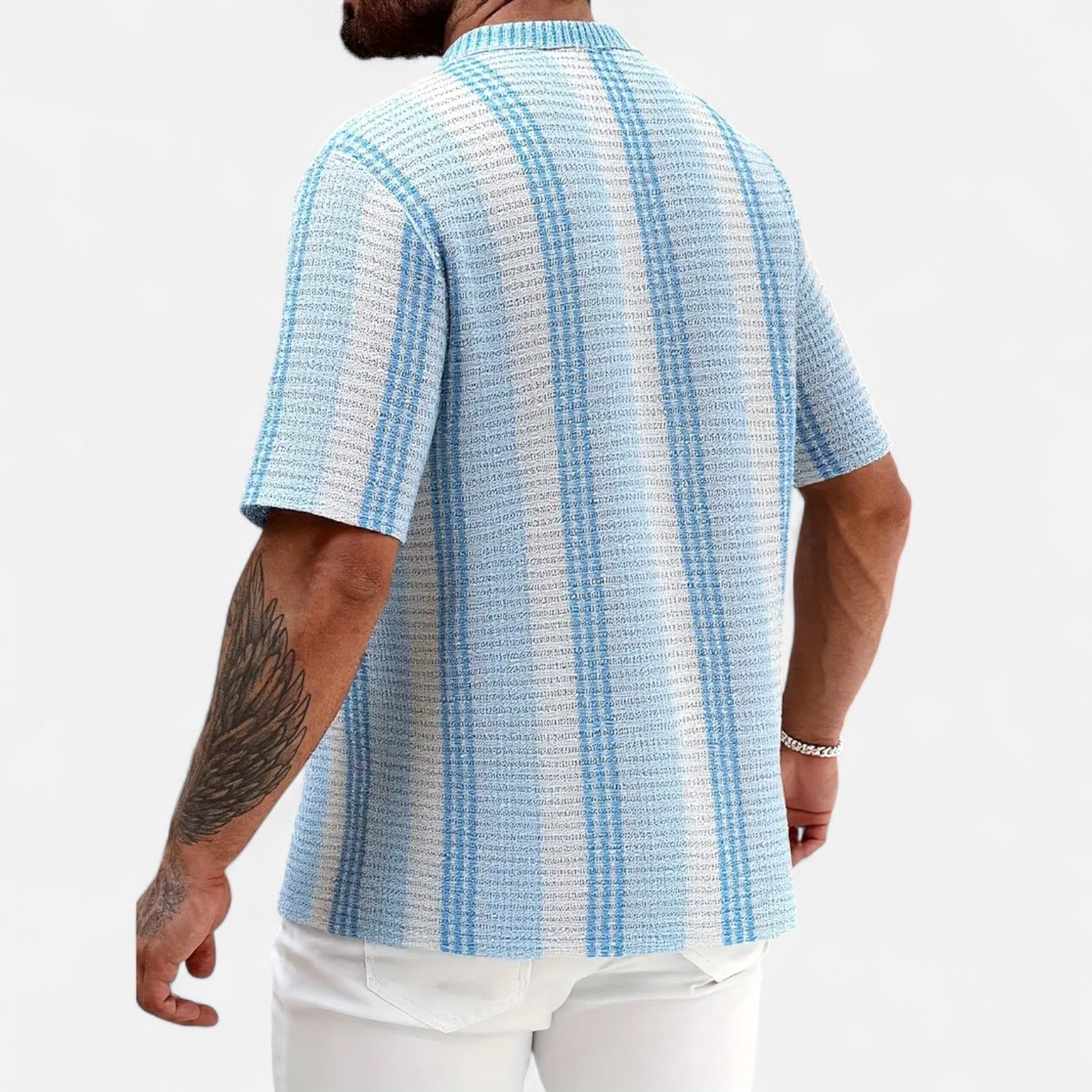 Men's Striped Button-Up Shirt - Lightweight Dress Shirt 2