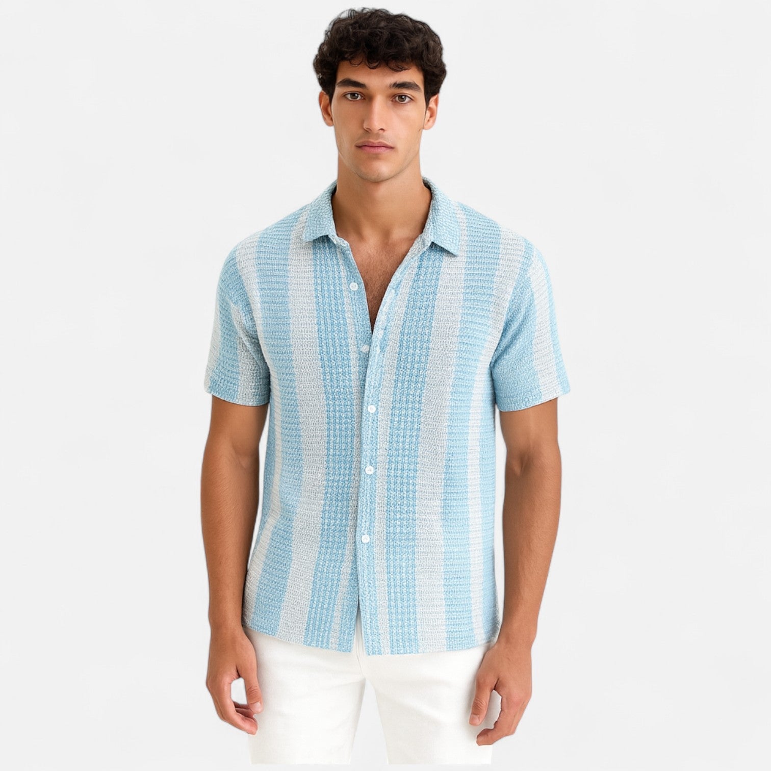 Men's Striped Button-Up Shirt - Lightweight Dress Shirt 3