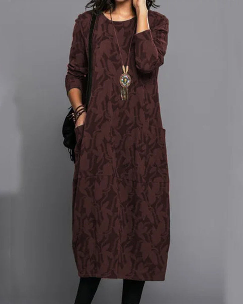 Midi Dress – Lightweight Blend Long Sleeves & Easy Movement
