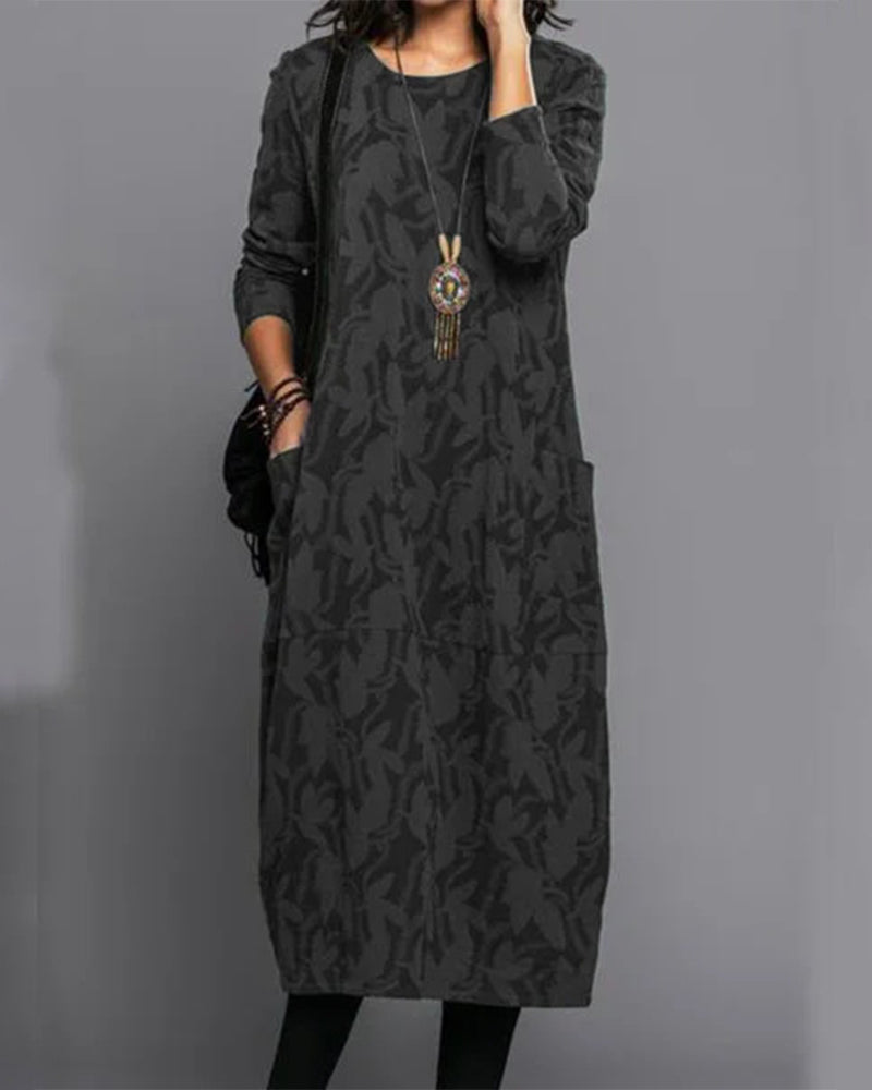 Midi Dress – Lightweight Blend Long Sleeves & Easy Movement