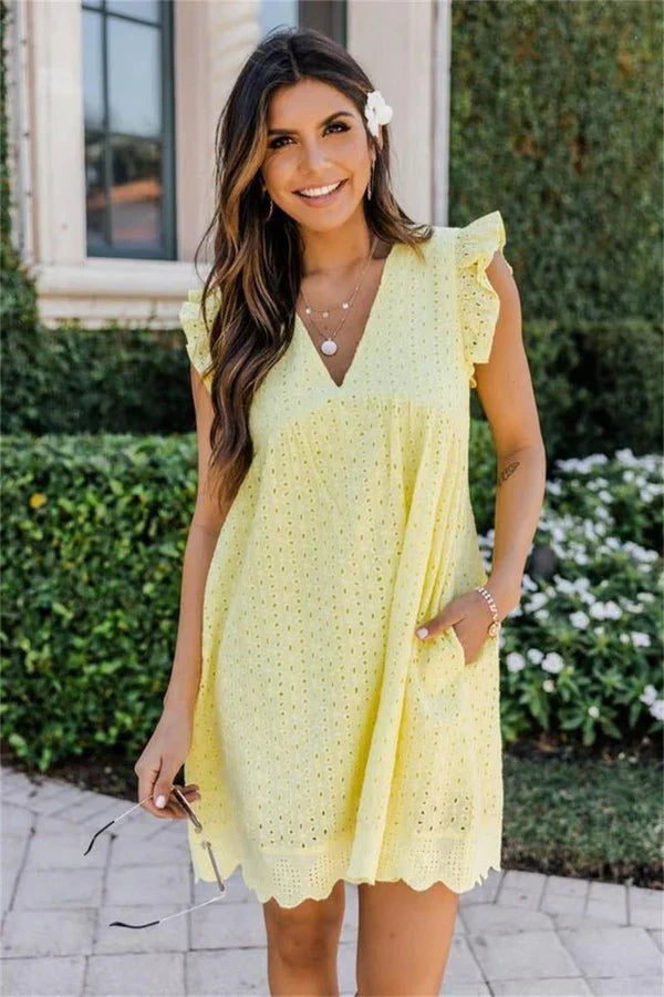 Mini Dress - Sleeveless Clean Silhouette And Easy Movement