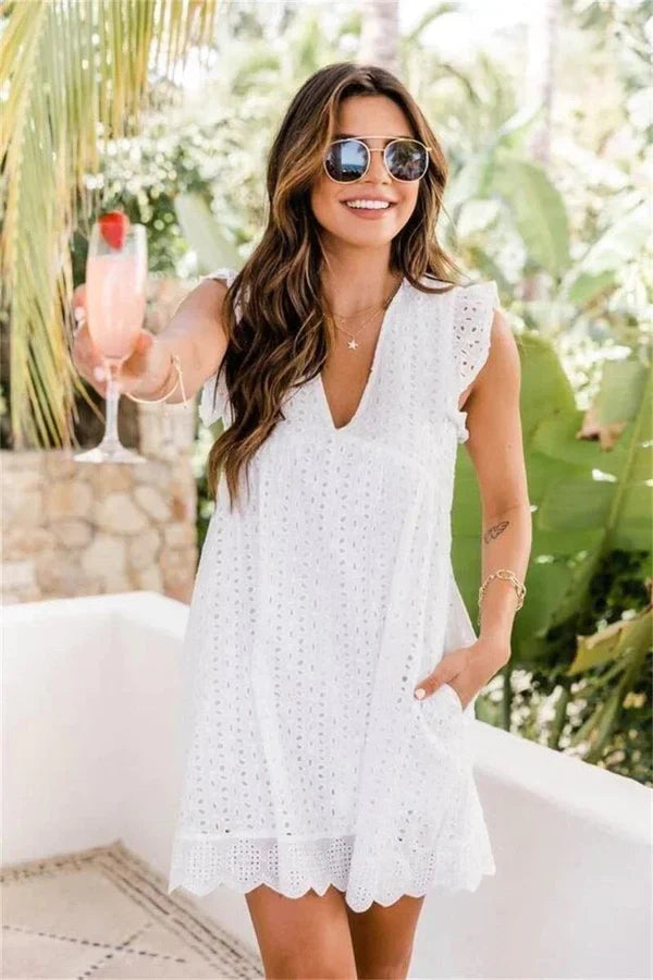Mini Dress - Sleeveless Clean Silhouette And Easy Movement