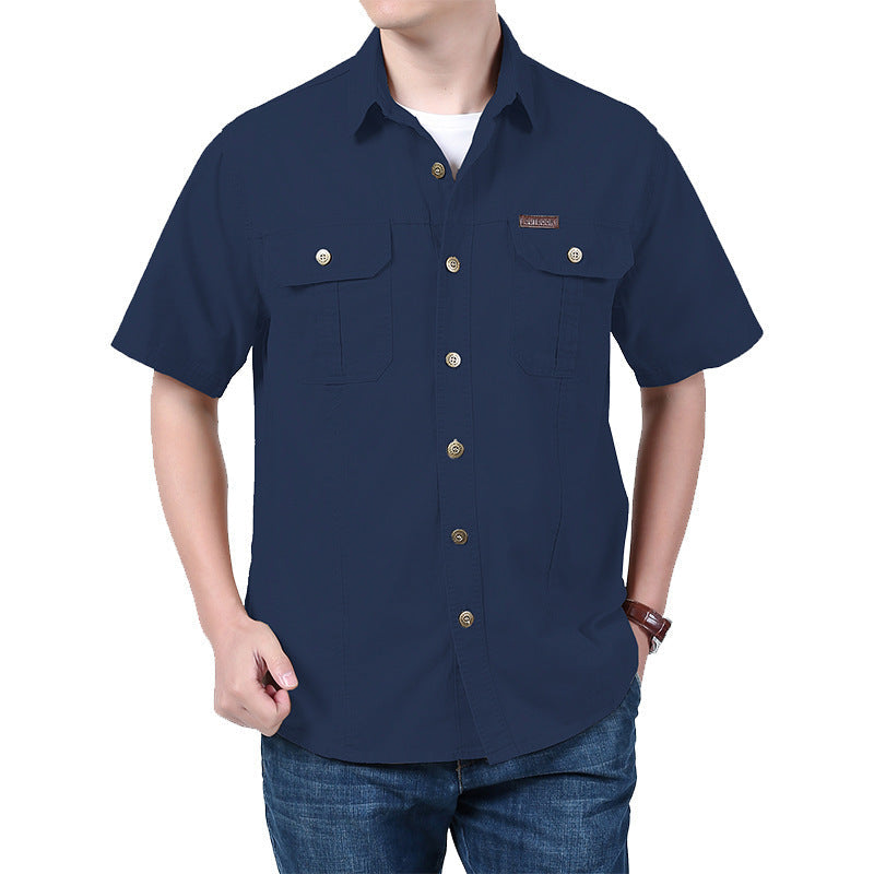 Men's Cotton Blend Relaxed Fit Work Shirt-1