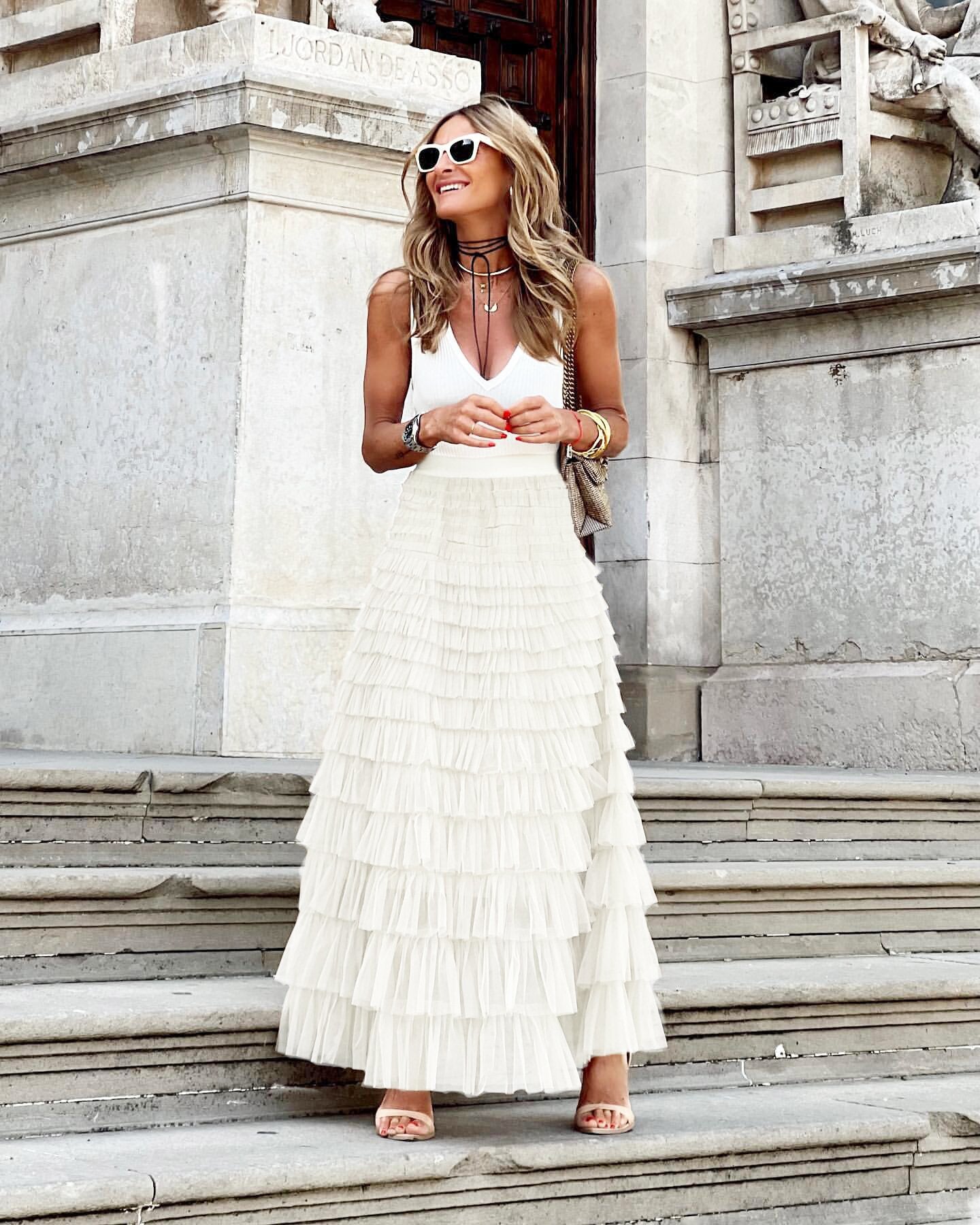 Women's Mesh A-Line Midi Skirt-2