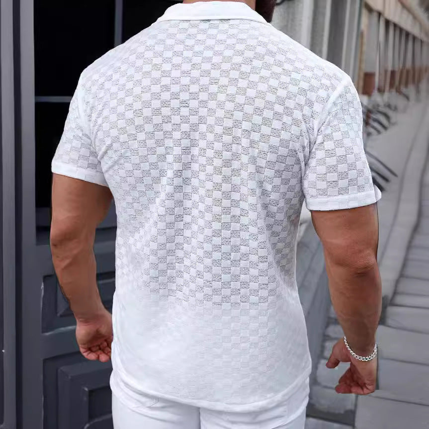 Men's Cotton Short Sleeve Shirt with Lace Detail 3