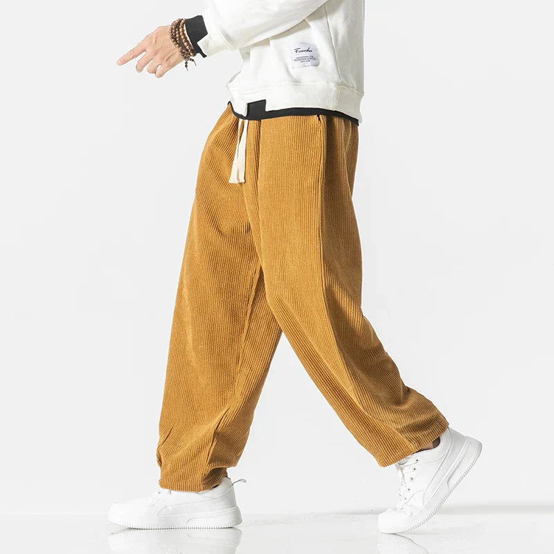 Pants – Loose Corduroy Blend Wide Legs & Drawstring Waist