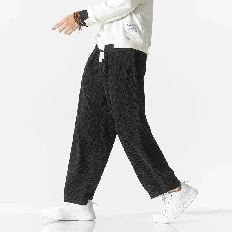 Pants – Loose Corduroy Blend Wide Legs & Drawstring Waist