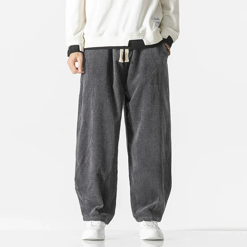 Pants – Loose Corduroy Blend Wide Legs & Drawstring Waist