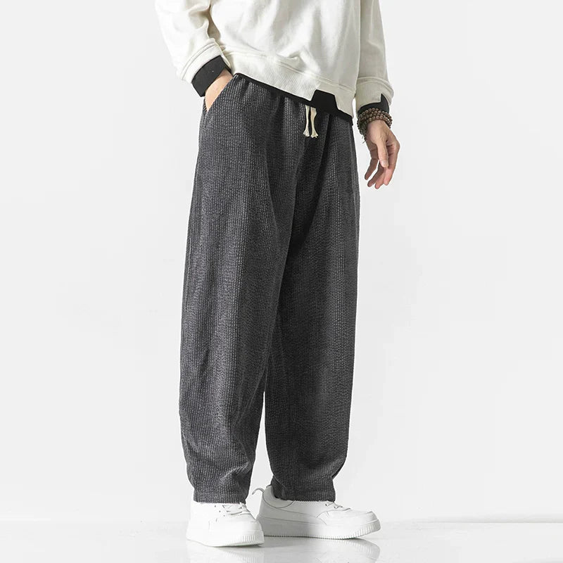 Pants – Loose Corduroy Blend Wide Legs & Drawstring Waist