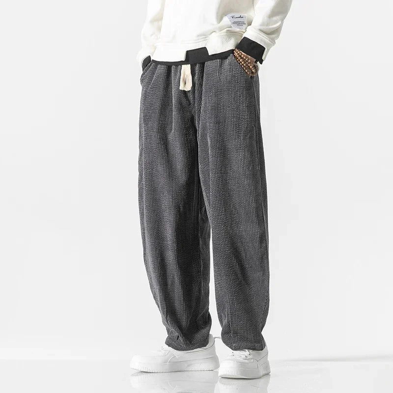 Pants – Loose Corduroy Blend Wide Legs & Drawstring Waist